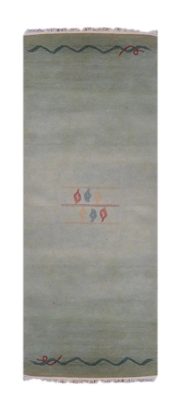 One Of The Kind Indian Hand-Knotted Gabbeh Rug 8'11" X 2'5"